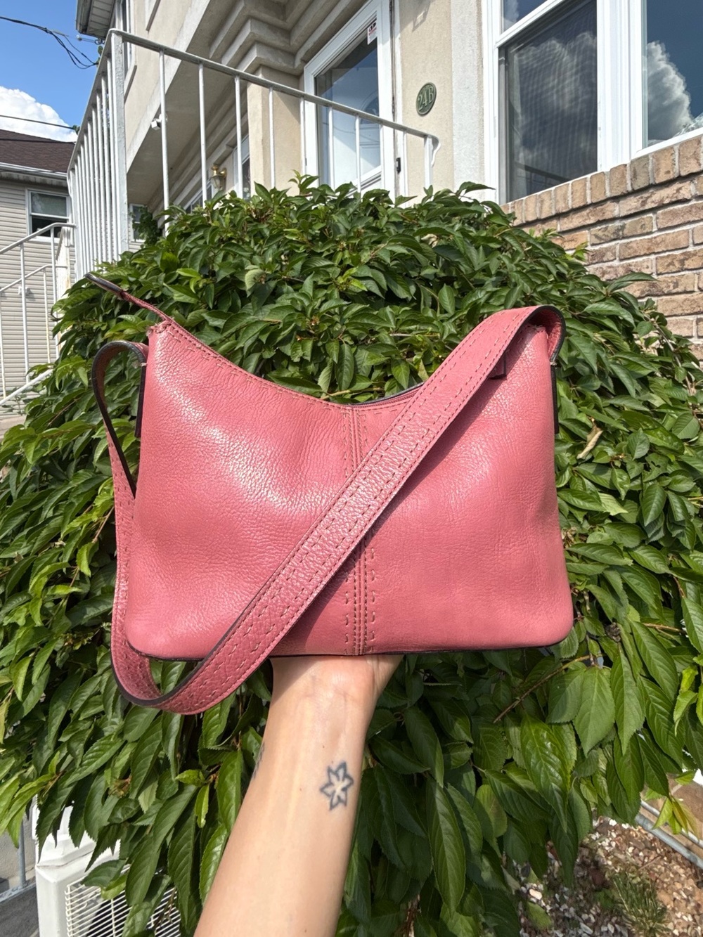Vintage Fossil Mauve Pink Leather Shoulder Bag Y2K Boho Purse